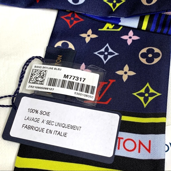 Louis Vuitton skyline blue scarf bandeau - Picture 5 of 14